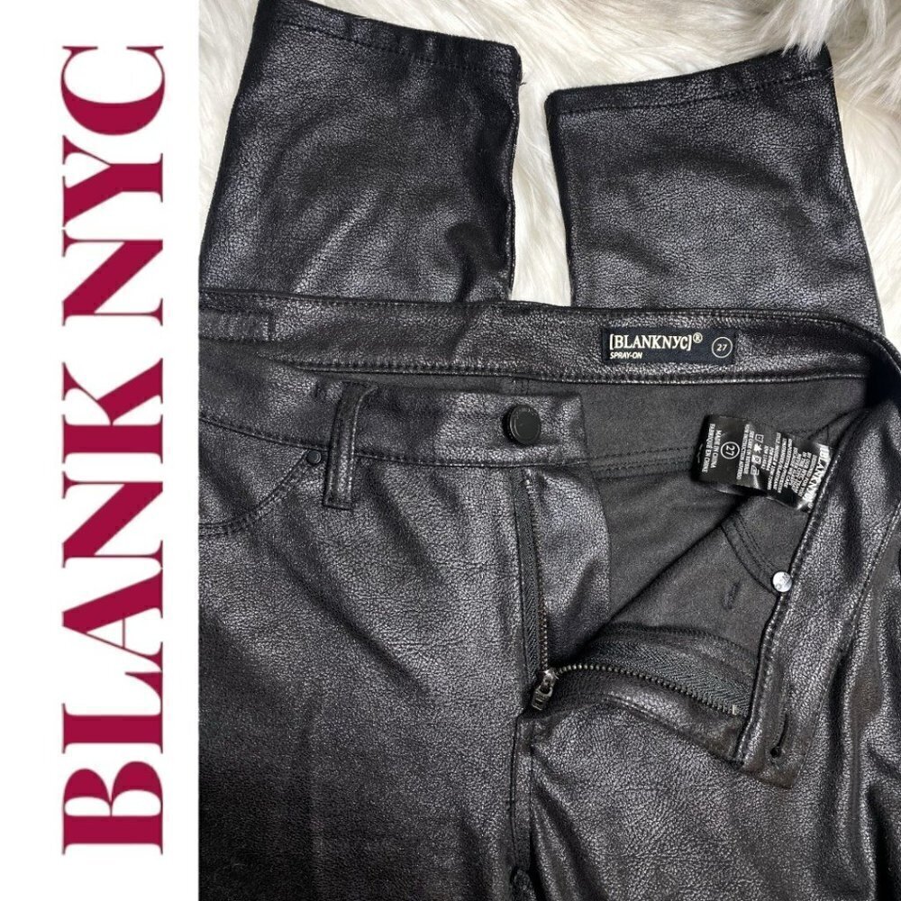 BLANK NYC Spray On Black Metallic Super Skinny Stretchy Ankle Pants, Size 27 - Picture 9 of 15